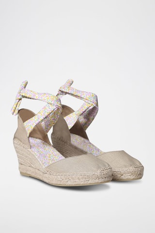 Alpargatas com cunha Azul - Bege