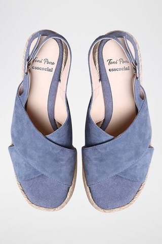 Sandálias com salto em couro Kenia-A - Camel - Azul