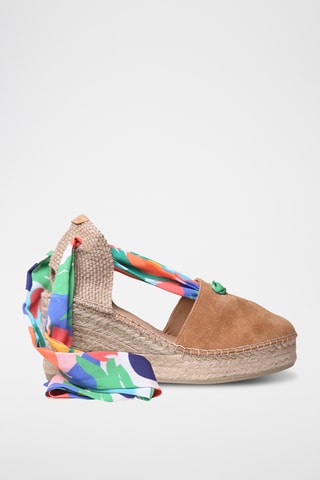 Sandálias com cunha em nobuck Vania - Camel