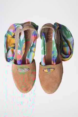 Sandálias com cunha em nobuck Vania - Camel