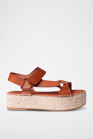 Sandálias com plataforma em couro Besalu - Castanho