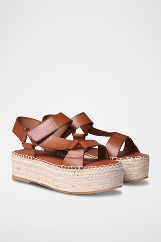Sandálias com plataforma em couro Besalu - Castanho