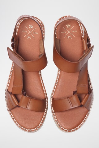 Sandálias com plataforma em couro Besalu - Castanho