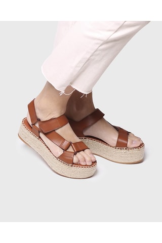 Sandálias com plataforma em couro Besalu - Castanho