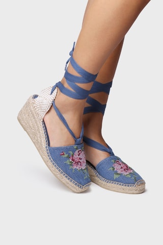 Sandálias com cunha Venecia - Azul-claro