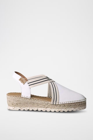 Sandálias com cunha em couro Vera - Branco