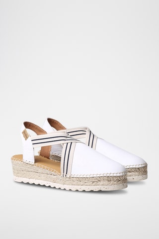 Sandálias com cunha em couro Vera - Branco