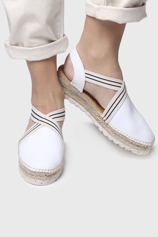 Sandálias com cunha em couro Vera - Branco