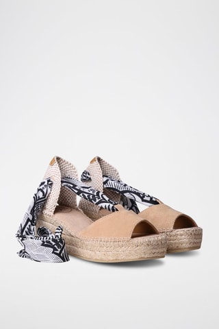 Sandálias com cunha em nobuck Irma - Bege e preto - Bege