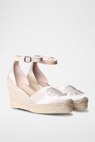 Sandálias com cunha em cetim Ayla - Dourado