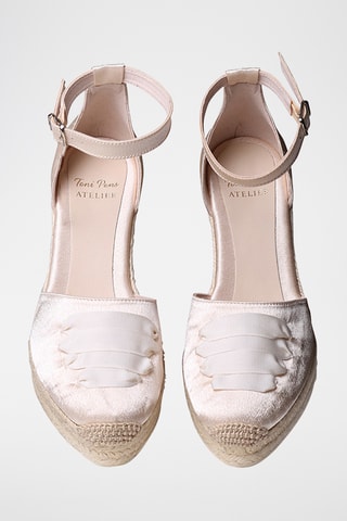 Sandálias com cunha em cetim Ayla - Dourado