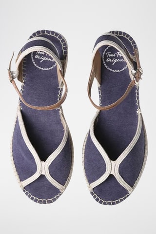 Sandálias com cunha Bego - Bege e azul-marinho