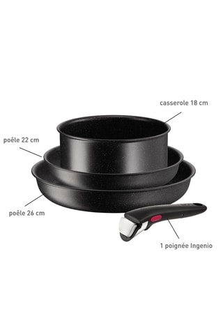 Batterie de cuisine Ingenio Darkstone - 4 pièces - Manche amovible