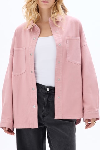 Sovracamicia in jeans - Rosa cipria