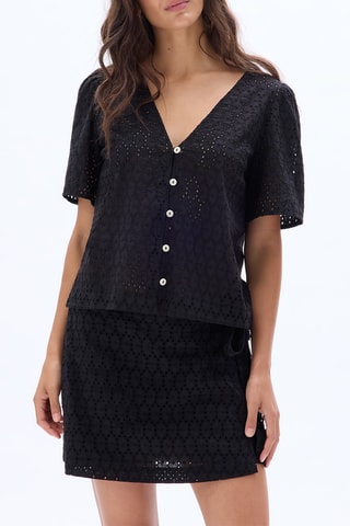 Chemisier en broderie anglaise - Noir