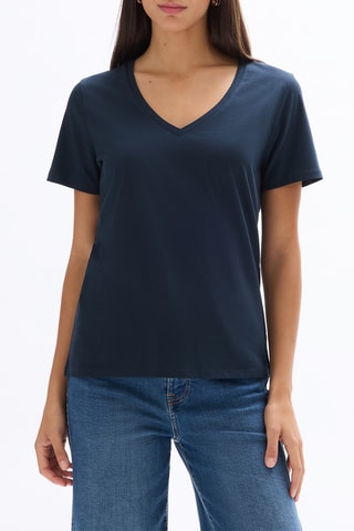 T-shirt droit en coton biologique - Bleu marine