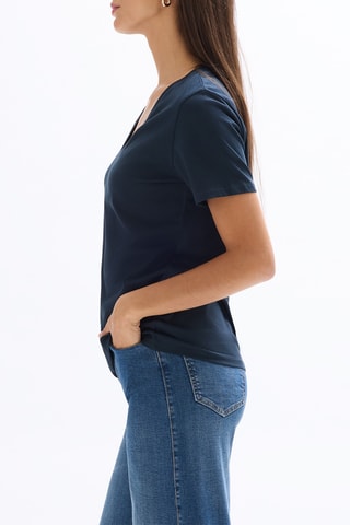 T-shirt droit en coton biologique - Bleu marine