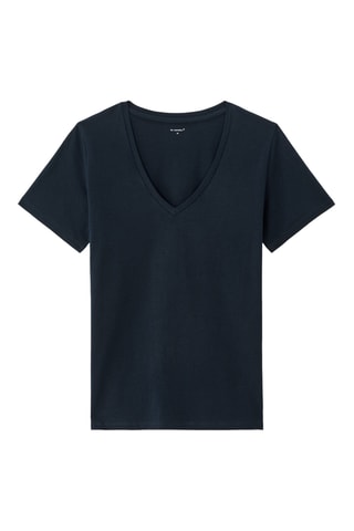T-shirt droit en coton biologique - Bleu marine