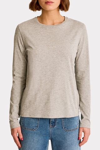T-shirt droit en coton biologique - Gris clair chiné