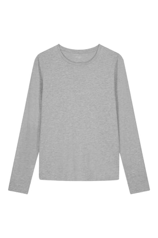 T-shirt droit en coton biologique - Gris clair chiné