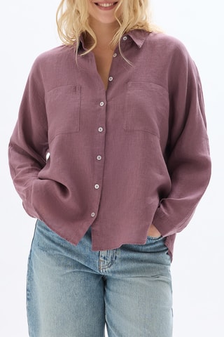 Chemisier oversize en lin - Bordeaux