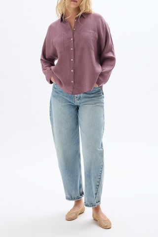 Chemisier oversize en lin - Bordeaux