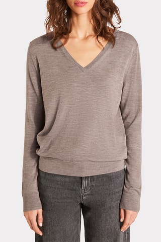 Maglia in lana merino - Taupe melange