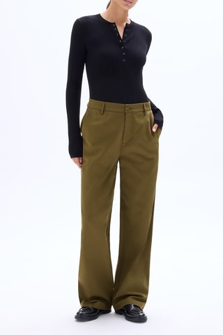 Pantalon droit taille haute - Kaki