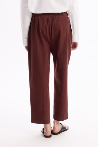 Pantalon cigarette taille haute - Marron