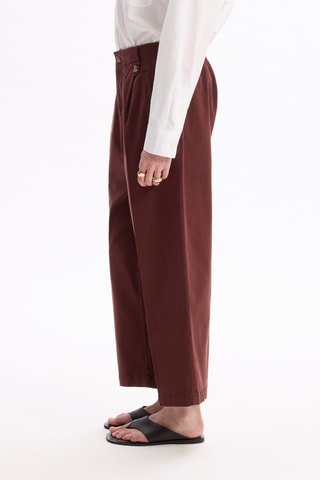 Pantalon cigarette taille haute - Marron