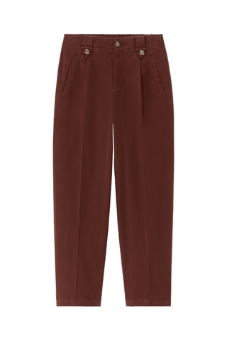 Pantalon cigarette taille haute - Marron