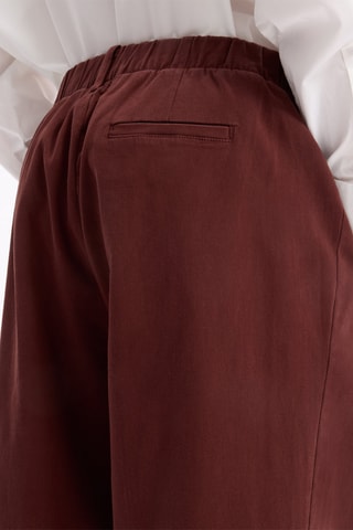 Pantalon cigarette taille haute - Marron
