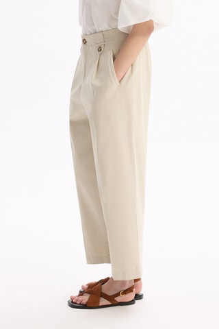 Pantalon cigarette taille haute - Beige