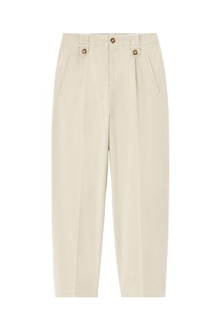 Pantalon cigarette taille haute - Beige