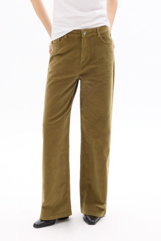 Pantalon large en velours - Kaki