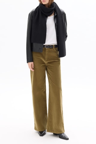 Pantalon large en velours - Kaki