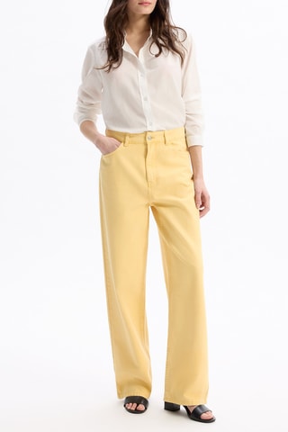 Jean large taille haute - Jaune