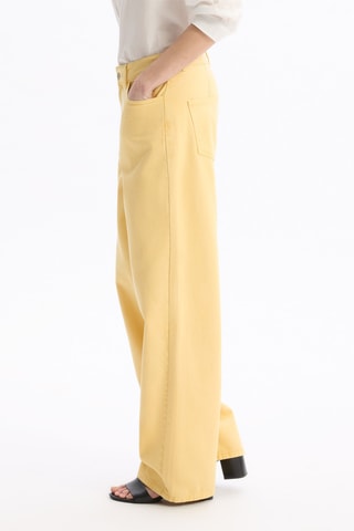 Jean large taille haute - Jaune