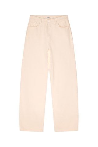 Jean large taille haute - Beige