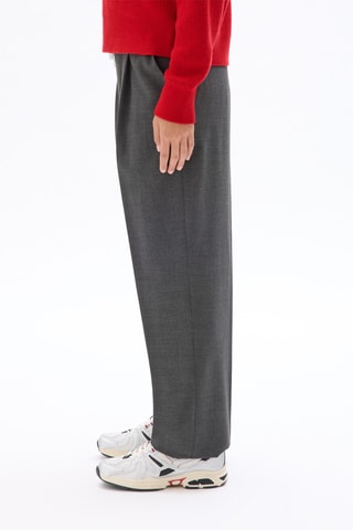 Pantalon droit taille haute - Gris foncé chiné