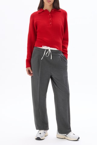 Pantalon droit taille haute - Gris foncé chiné