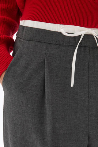 Pantalon droit taille haute - Gris foncé chiné