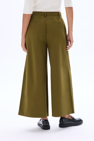 Pantalon large taille haute - Kaki