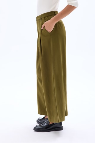 Pantalon large taille haute - Kaki
