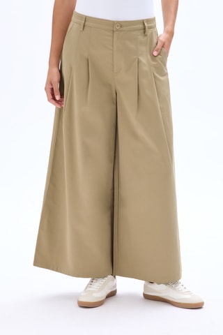 Pantaloni larghi a vita alta - Beige