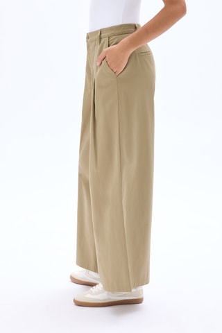 Pantaloni larghi a vita alta - Beige