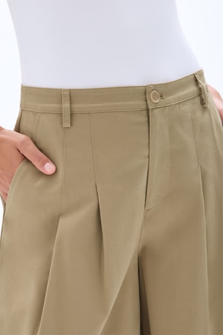 Pantaloni larghi a vita alta - Beige