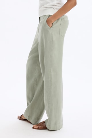Chino en lin taille haute - Vert olive