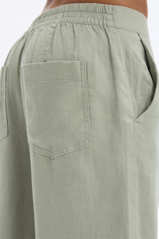 Chino en lin taille haute - Vert olive