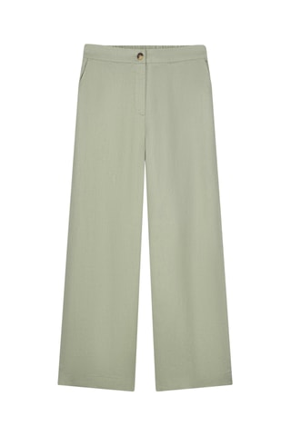 Chino en lin taille haute - Vert olive